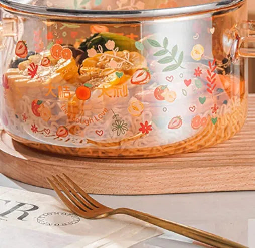 Classic Veggies Transparent Glass Stew Pot